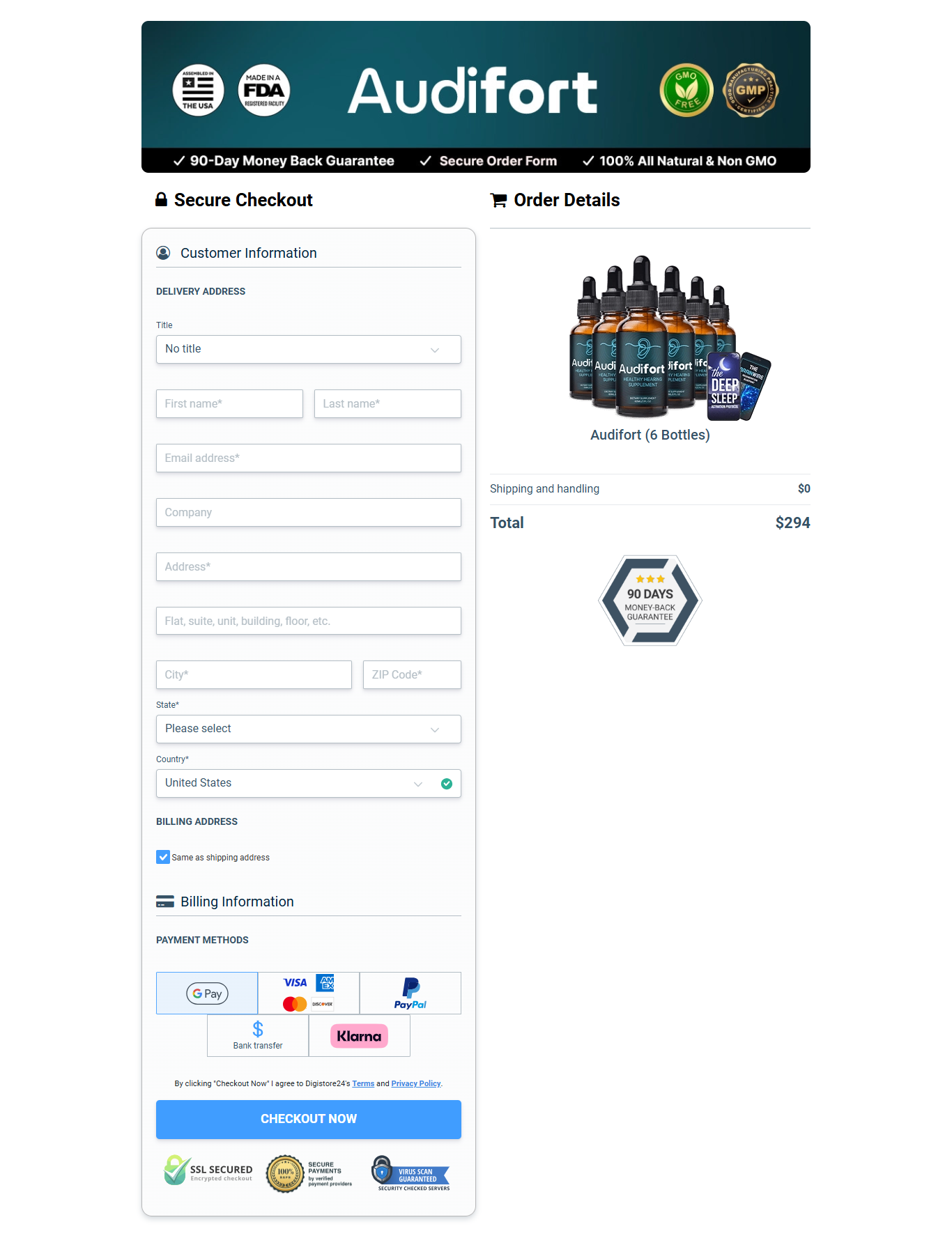 AudiFort Payment Screen